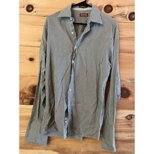 Michael Kors Men's Button Down Dress Shirt. Sz Medium. 15 1/2 34/35  Green/white